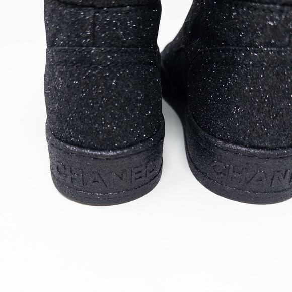 Chanel Glitter High Top Sneakers Black Size 39C EU - Picture 5 of 9
